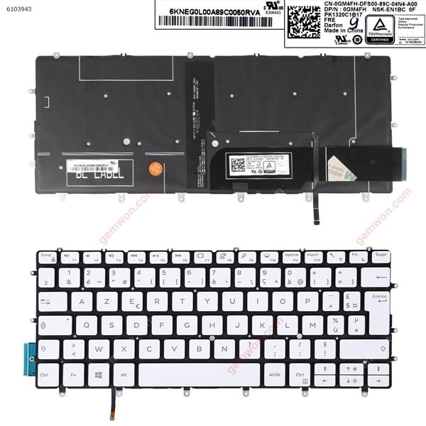 Dell XPS 13 9370 WHITE (Backlit, Win8) FR 0GM4FH  NSK-EN1BC PK1320C1B17 Laptop Keyboard (OEM-B)