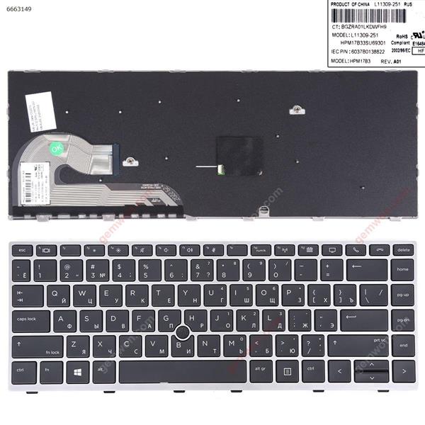 HP EliteBook 840 G5 846 G5 840 G6 SILVER FRAME BLACK （With Point Stick,Win8）OEM RU HPM1763  L11309-151 P/N 6037B0138828 Laptop Keyboard (OEM-A)