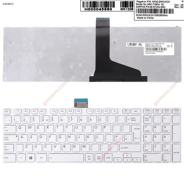 TOSHIBA L850 WHITE FRAME WHITE(For Win8 OS) UK 9Z.N7USU.B0U TVBSU Laptop Keyboard (OEM-B)