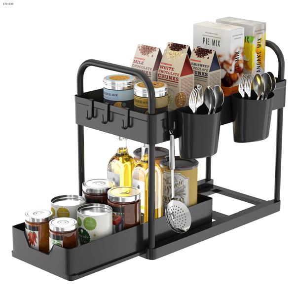 Under the sink shelf black Note: The accessories are four hooks, two cups, two armrests（AIXPI brand） Home Decoration USO55
