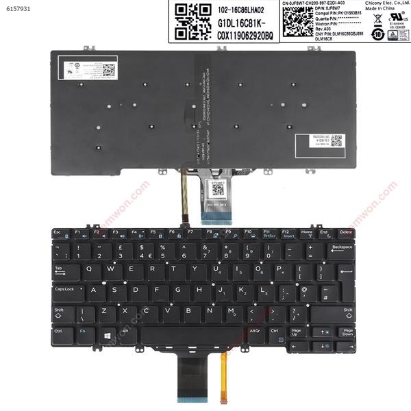 DELL Latitude 13 7380 E7380 BLACK (Backlit,Without Point stict ,For Win8) UK 9Z.NDCBC.A01 Laptop Keyboard (OEM-A)