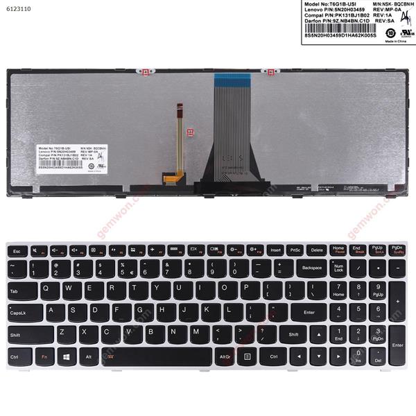 LENOVO G50-70 SILVER FRAME BLACK  Backlit  win8 US 5N20H03472  PK131BJ1B00  9Z.NB4BN.C01 Laptop Keyboard ( )