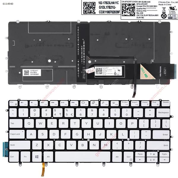 Dell XPS 13 9370   9380  WHITE (Backlit, Win8) US PK132CR2B01 0K2NCP  0RMCR1 DLM17B23USJ6981 Laptop Keyboard (OEM-B)