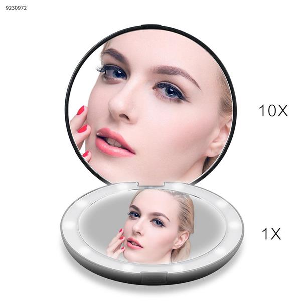 LED Lighted Travel Makeup Mirror, Aixiangpai 1X/10X Double Sided LED Lighted Magnifying Mirror BLACK Big （12.6cm*2.2cm）  RM175-DL