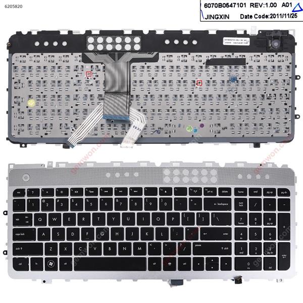 HP ENVY 17-3000 17-3200 17t-3000 17t-3200 Series SILVER FRAME BLACK (Backlit) US 6070B0547101 Laptop Keyboard (OEM-B)