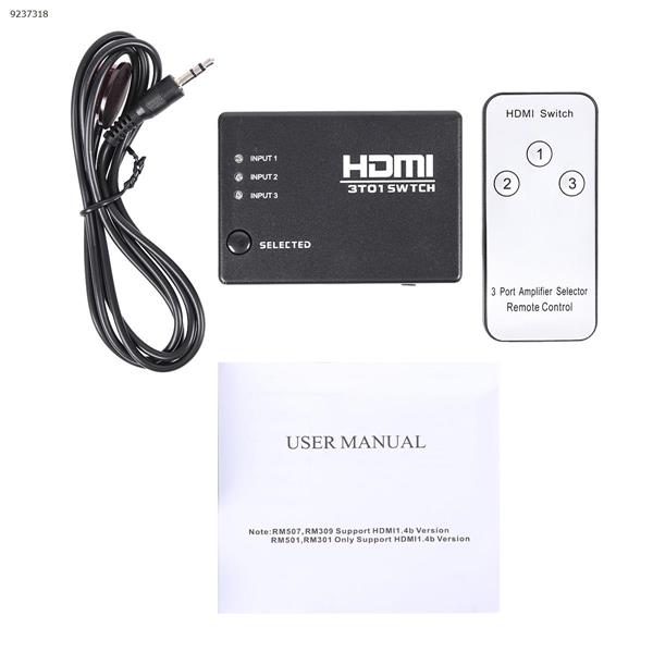 HDMI mini switch / switcher 3 port 3x1, infrared remote control and button switching support full HD 1080p / 4K Audio & Video Converter DK303