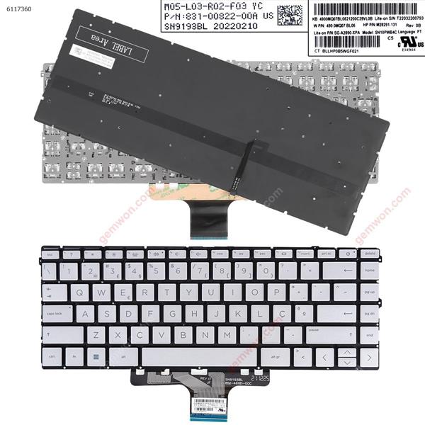 HP pavilion X360 14-DV 14-DW 14-DV0003TX SILVER（Backlit，Without FRAME） PO M28291-131  SG-A2890-XPA Laptop Keyboard (Original)