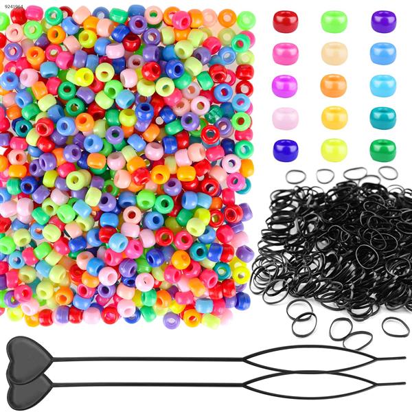 6*9mm Barrel Beads (Candy Color: 600 Barrel Beads + 2 Hair Piercers + 1000 Rubber Bands) Other N/A