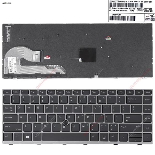 HP EliteBook 840 G5 GRAY FRAME BLACK (with point )OEM US L12377-281  6037B0137925 Laptop Keyboard (OEM-A)
