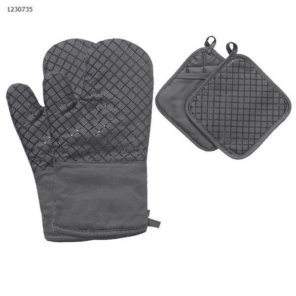 Non-slip silicone oven gloves thickened high temperature anti-scalding microwave oven baking heat insulation set Home Decoration 426