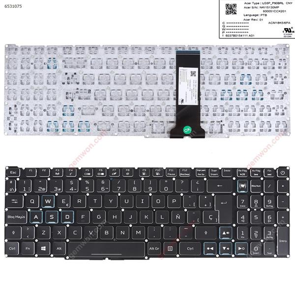 Acer Nitro-4 an515-54 an515-43 an517-51 an715-51 BLACK ((without FRAME ，Blue crystal key cap， WIN8 ) Without Foil SP NK115130N3  00304E4FK202  PK132TT1A12 Laptop Keyboard (OEM-B)