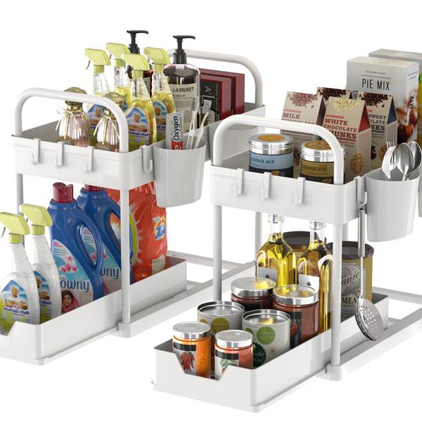 2PS Under the Sink Shelf White Note: The accessories are eight hooks, four cups, four armrests（AIXPI brand） Home Decoration USO55W