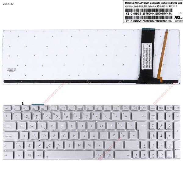 ASUS N56 N550 N56V U500VZ N76 N76VM N76VJ SILVER( Backlit,Win8) OEM  PO OKNB-612SUS00   9Z N8BBQ P01 Laptop Keyboard (OEM-A)