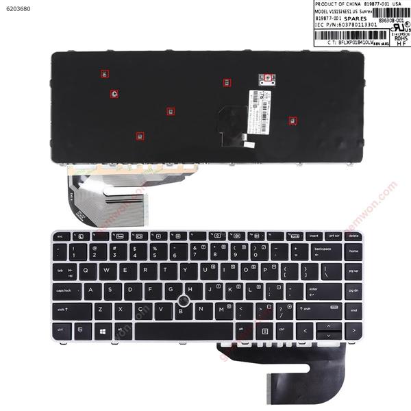 HP 840 G3 SILVER FRAME BLACK  (With point,Win8) US 9Z.NCHBV.201 6037B0113201 Laptop Keyboard (OEM-A)