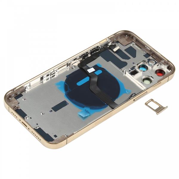 Battery Back Cover (with Side Keys & Card Tray & Power + Volume Flex Cable & Wireless Charging Module) for iPhone 12 Pro Max(Gold) iPhone Replacement Parts Apple iPhone 12 Pro Max