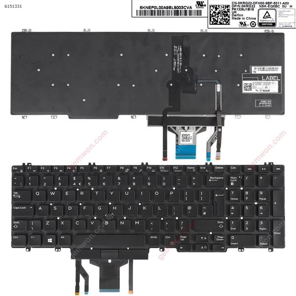 DELL Precision 7530 7730 E7530 M7530 7540 7740 BLACK（Backlit，With Point Stick ,Win8） UK 0KRG22  NSK-EQ0BC.0U  PK1326J1B15 Laptop Keyboard (Original)