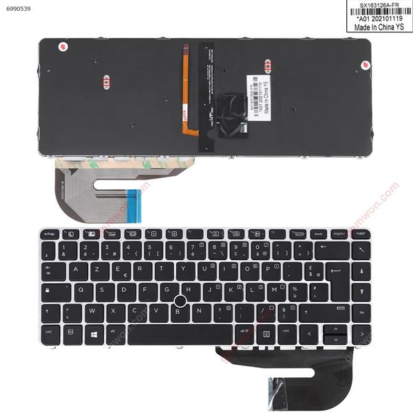 HP EliteBook 840 G3 SILVER FRAME BLACK (with point, Backlit,Win8)OEM FR N/A Laptop Keyboard (OEM-B)