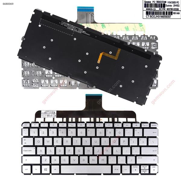 HP  13-AB  SILVER  (Without FRAME，Backlit,WIN 8） US 6037B0128314 Laptop Keyboard (OEM-B)