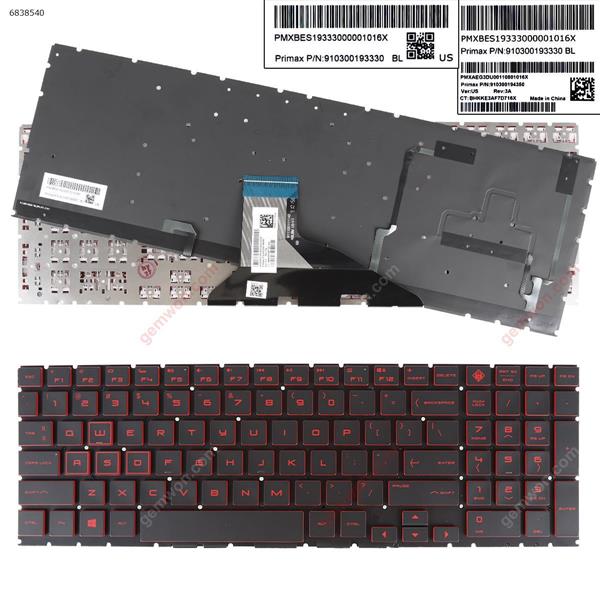 HP omen 15-DC TPN-Q211 15-dc000 15t-dc000 15-dc0010nr BLACK   red Printing ( Backlit,WIN8,without FRAME) US DSNR136CS XR-8400S E199019 Laptop Keyboard (OEM-A)