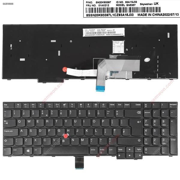 Thinkpad E570 E575 BLACK FRAME BLACK(With Point stick,Win8 ) OEM UK SN20K9339 Laptop Keyboard (OEM-B)