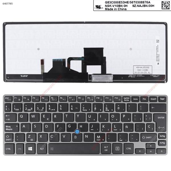 TOSHIBA Z30 GRAY FRAME BLACK(Backlit,For Win8,With Point stick) SP 9Z.NAJBN.00S V10BN Laptop Keyboard (OEM-B)