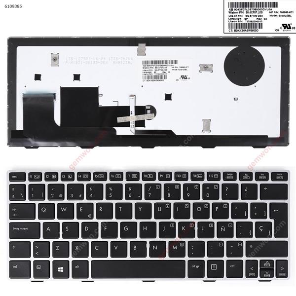 HP EliteBook 810 G1 810 G2 810 G3 SILVER FRAME BLACK (Backlit,without point,Win8) SP 90.4XF07.L0S            706960-071          SG-57700-2EA          SN8123BL Laptop Keyboard (Reprint)