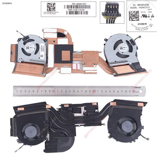 HP 15-DH TPN-C143 L64443-001 （fan+Heatsink） Version 1. Laptop Fan L64443-001