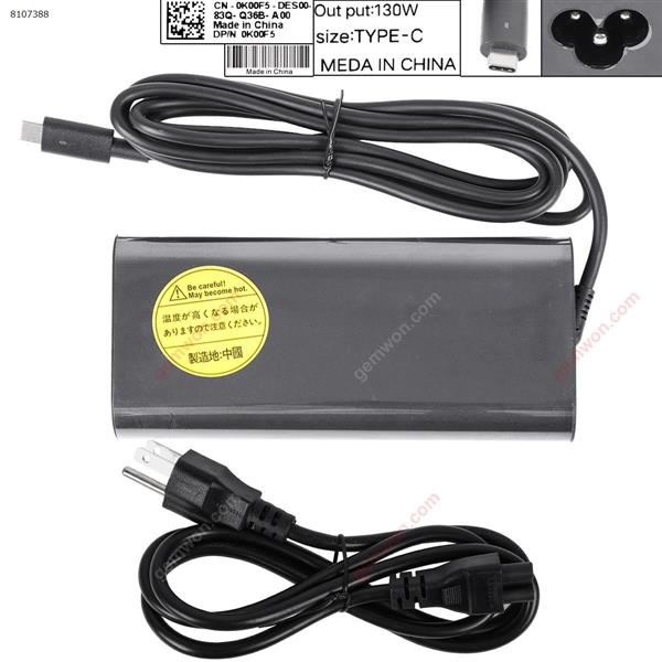  Dell 20V 6.5A 130W (Type-C) (Quality：A+)with AC line Plug：US Laptop Adapter 20V 6.5A 130W (Type-C)