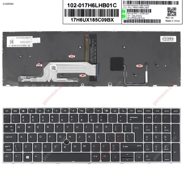 ​HP zbook 15 g5 17 g5 GRAY FRAME BLACK (with point,Backlit,Big Enter，Win8） US N/A Laptop Keyboard (OEM-A)