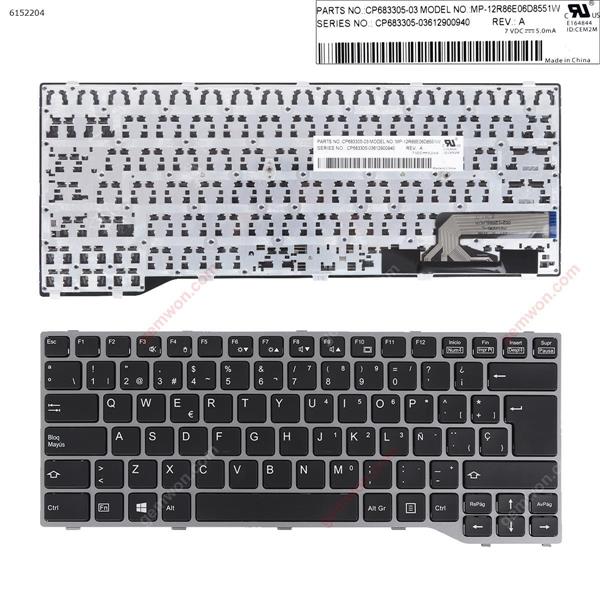 Fujitsu Siemens LifeBook T725 T726 SILVER FRAME BLACK （Win 8） SP N/A Laptop Keyboard ()