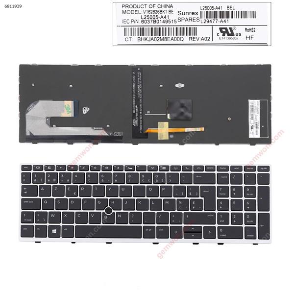HP Elitebook 850 G5 755 G5 ZBook 15u G5 SILVER FRAME BLACK (with point,Backlit Win8) BE V162826BK1 BE P/N 6037B0149515 Laptop Keyboard (Original)