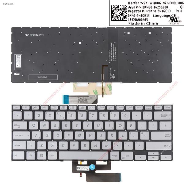 ASUS ZenBook flip 14 UX462 UX462 SILVER（Backlit Win8） UK NSK-WQ00G P/N:0KNB0-1625GE00 0KN1-SN1GE13 Laptop Keyboard (Original)