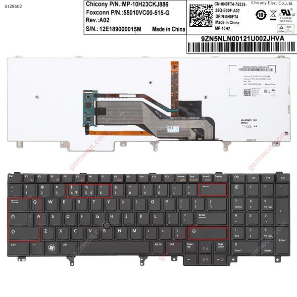DELL Latitude E6520 E6530 E6540 E5520 BLACK(With Point stick,Backlit,version 2，WIN8) ☞ US MP-10H23CKJ886 55010VC00-5115-G 12G041300006M Laptop Keyboard (OEM-A)