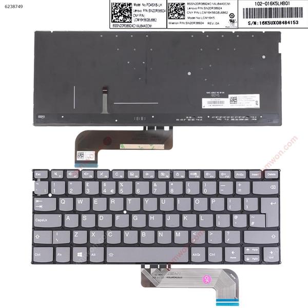 Lenovo Yoga S730-13IWL S730-13IML  IdeaPad 730S  GRAY (Backlit Win8) UK LCM16K5  SN20R38924  LCM16K56GBJ6862 Laptop Keyboard (Original)