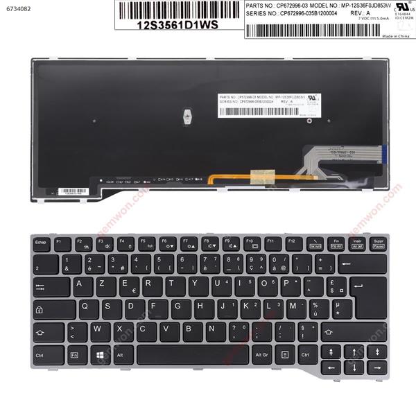 Fujitsu Lifebook T725 T726  SILVER FRAME BLACK (Backlit Win8)  FR MP-12S36F0JD853W CP672996-035B1200004 Laptop Keyboard (Original)