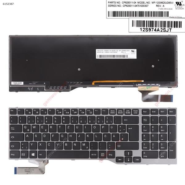 Fujitsu Lifebook E753 E754 SILVER FRAME BLACK (Backlit Win8) GR N/A Laptop Keyboard ()