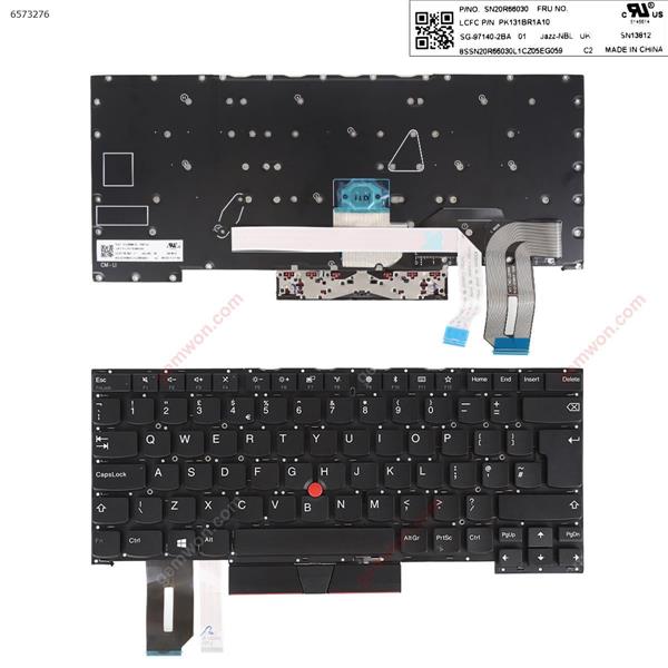 LENOVO T490S  L490 E490 BLACK  ( without Frame with point stick，win8 ) UK SN20R66030 PK131BR1A10 Laptop Keyboard (Original)