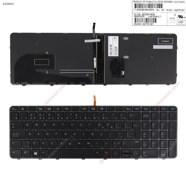 HP EliteBook 755 G3 850 G3 850 G4 ZBook 15u G3 G4 GRAY FRAME BLACK (with point,Backlit,Win8) CA/CF N/A Laptop Keyboard (Original)