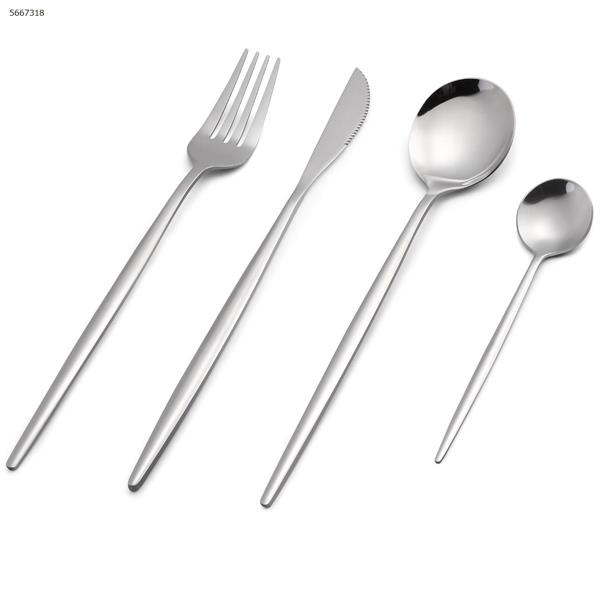 Four-piece stainless steel knife, fork and spoon silver Tool and tool accessories silver
