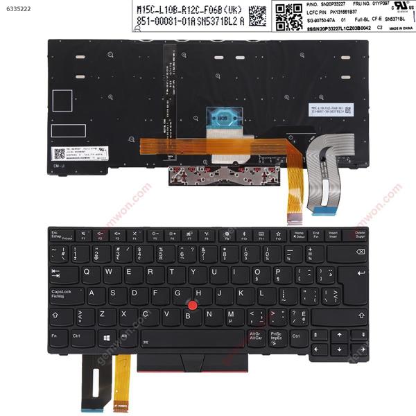 LENOVO T490 T480S L480 L490 E480 E490 BLACK FRAME BLACK ( with point stick，Backlit win8 ) CA/CF SN20P33227 PK131661B37 Laptop Keyboard (Original)