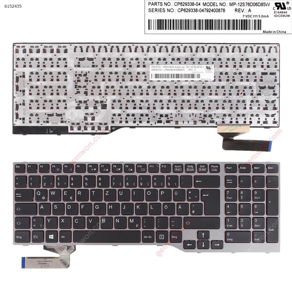 Fujitsu Lifebook E753 E754 SILVER FRAME BLACK (Redside  Win8) GR N/A Laptop Keyboard ()