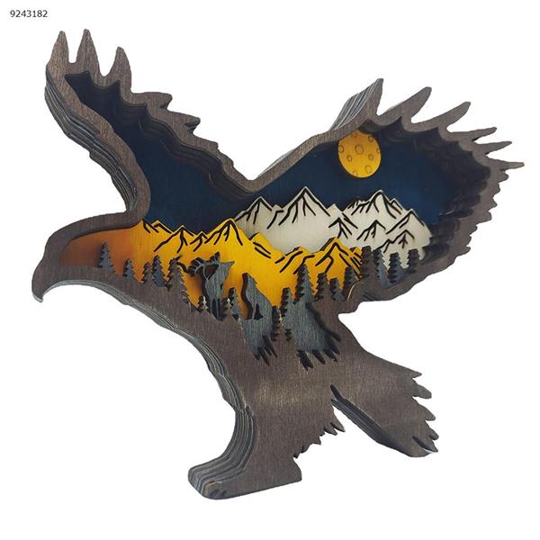 New wooden eagle ornaments holiday home decoration party party decoration props wooden carving eagle ornaments Eagle with lights Other N/A
