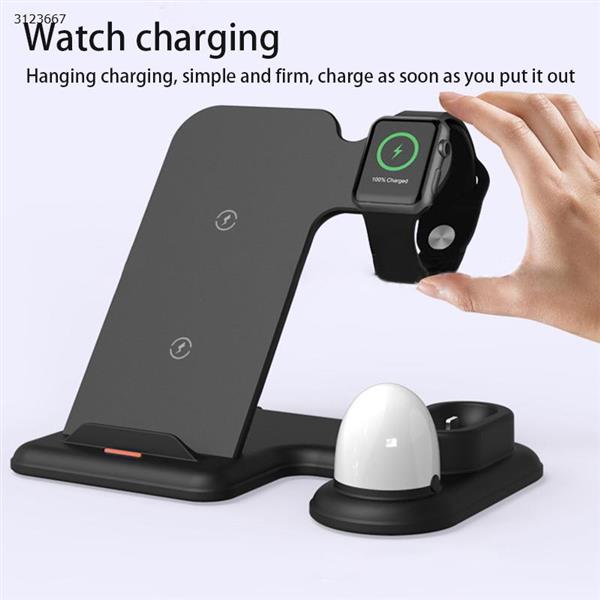 Four-in-one wireless charger mobile phone 10W wireless fast charging stand suitable for Apple mobile phone watch TWS headset night light black Charger & Data Cable N/A
