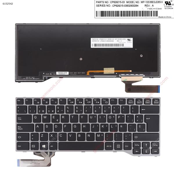 Fujitsu Lifebook E743 E744 E733 E734 SILVER FRAME BLACK (Backlit Win8) SP MP-12S36DNJD853W P/N  CP672999-04 Laptop Keyboard ()
