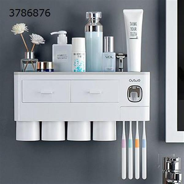 Magnetic wall-mounted scrubbing rack (toothpaste squeezer + four cups of gray) Other N/A