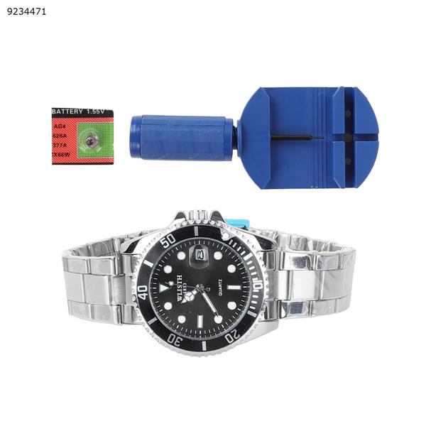 Personalized calendar water ghost waterproof men's watch strong luminous steel strap quartz watch   black Smart Wear S526