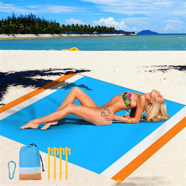 Three-color waterproof and moisture-proof beach mat (orange, white and blue) Other N/A
