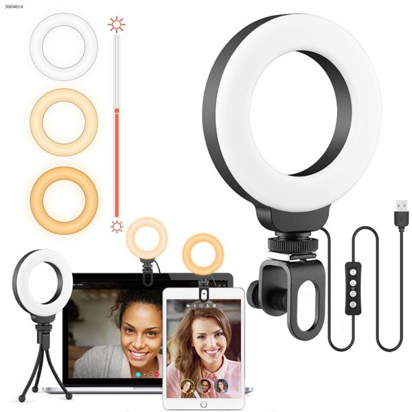 AIXPI 4'' Small Selfie Ring Light, Video Conference Lighting with Tripod, Webcam Light for Laptop/PC Monitor, 3 Light Modes & 10 Brightness Levels, Makeup, YouTube, TikTok LED Ring Light L222