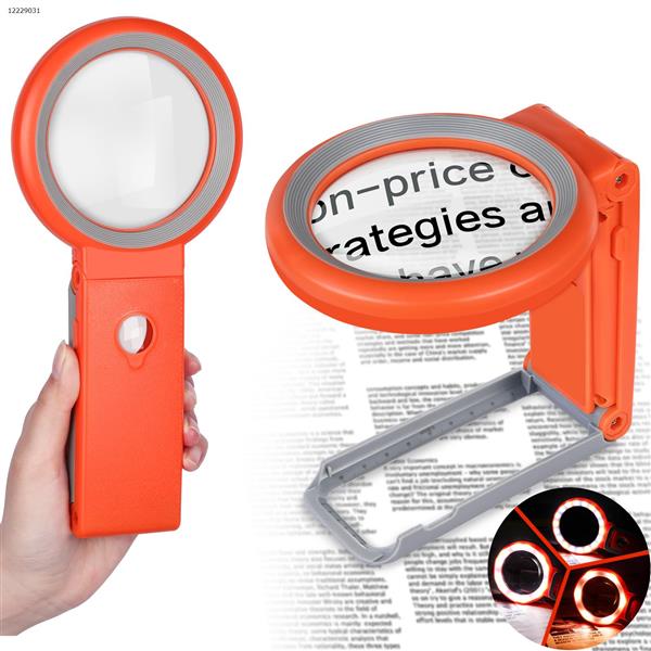 AIXPI Magnifying Glass with Light and Stand, Foldable Handheld Magnifying Glass 18 LED Illuminated Lighted Magnifier for Macular Degeneration, Seniors Reading, Close Work, Coins, Jewelry  L106-Red 30X 40X Other L106-Red