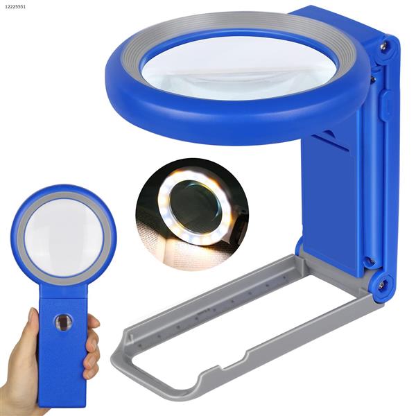 KIBTOY Magnifying Glass with Light and Stand, Foldable Handheld Magnifying Glass 18 LED Illuminated Lighted Magnifier for Macular Degeneration, Seniors Reading, Close Work, Coins, Jewelry   L106-B 10X30X Other L106-B